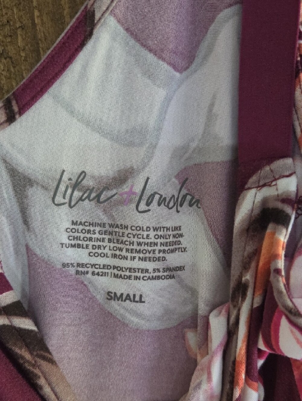 Sleeveless Floral Shift Nightgown in Burgundy and Pink - Picture 2 of 3